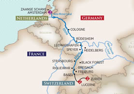 AmaPrima - 13 Night - Captivating Rhine : Amsterdam to Zurich : 7- Night Cruise With 2-Nights Pre-Cruise And 4 Nights Post-Cruise - AmaPrima - Starting in Amsterdam with.. itinerary map
