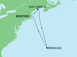 NCL Norwegian Pearl - 7 Night - Cruise to Bermuda from Boston, Massachusetts - NCL Norwegian Pearl - Starting in Boston with stops in Royal Naval Dockyard, Bar Harbor itinerary map